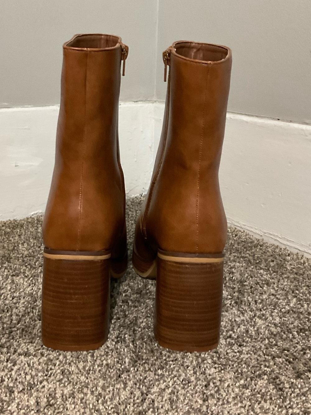 Maurices Candace Cognac Y2K Platform Block Heel Ankle Boots - 11M - Picture 3 of 11